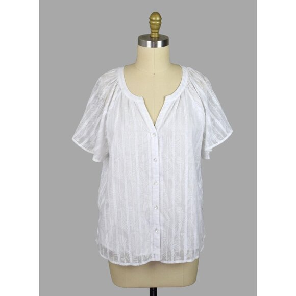 TOMMY BAHAMA ILLUSION FROND WHITE BUTTON UP TOP - Picture 3 of 9